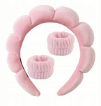 Ecarla Opaska na włosy i gumki na nadgarstki z mikrofibry - Różowe