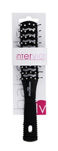 INTER VION Szczotka do włosów przelotowa, dwustronna gumowa rączka - czarna
