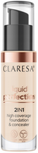 CLARESA Liquid Perfection Kryjący podkład i korektor 2w1 102 Warm Medium 34g