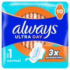 Always Ultra Day Natural 1 Podpaski higieniczne ze skrzydełkami - 10 sztuk