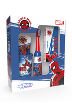 Mr.White Zestaw do mycia zębów dla dzieci Spiderman 3+: szczoteczka elektryczna + kubek + pasta + puzzle