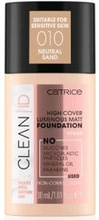 Catrice CLEAN ID High Cover Luminous Matt Foundation Kryjąco-matujący podkład do twarzy 010 30ml