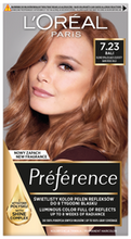 Loreal Preference Farba do włosów - 7.23 Bali Blond Opalizująco-Złocisty (2x60ml + 54ml)