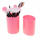 Zestaw pędzli do makijażu 12 sztuk różowe + tuba