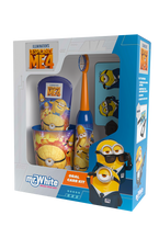 Mr.White Zestaw do mycia zębów dla dzieci Minnions 3+: szczoteczka elektryczna + kubek + pasta + zawieszka