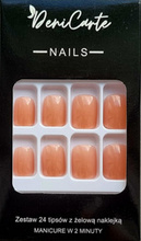 Deni Carte Tipsy Sztuczne paznokcie z żelową naklejką Square Pink Nude  24szt+żelowa naklejka