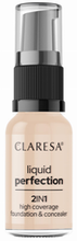 CLARESA Liquid Perfection Kryjący podkład i korektor 2w1 102 Warm Medium 18g