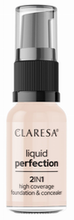 CLARESA Liquid Perfection Kryjący podkład i korektor 2w1 101 Light 18g