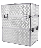 Sunone Kuferek kosmetyczny XL srebrny wzorek Silver na lakiery lampę 35x25x42cm