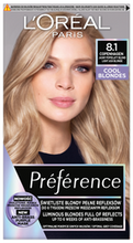 Loreal Preference Cool Blondes Farba do włosów - 8.1 Copenhague Jasny Popielaty Blond (2x60ml + 54ml)