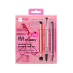 Real Techniques Double Time Brush+Lash Set Dwustronny zestaw pędzeli do makijażu 3 szt + Zalotka do rzęs