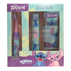 Mr.White Zestaw do mycia zębów dla dzieci Stitch 3+: szczoteczka elektryczna+kubek+pasta+podstawka z czasomierzem LED