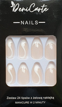 Deni Carte Sztuczne paznokcie tipsy z żelową naklejką - 24 sztuki