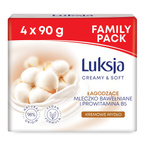 Luksja Creamy&Soft Kremowe mydło w kostce - Mleczko bawełniane i prowitamina B5 4x90g