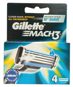 GILLETTE MACH 3 Ostrza Wkłady do maszynki 4 sztuki