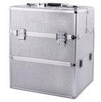 Sunone Kuferek kosmetyczny XL srebrny z cyrkoniami Silver na lakiery lampę 35x25x42cm