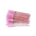 Szczoteczka spiralka do rzęs i brwi, różowa kryształ - 50 sztuk