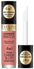 Eveline Wonder Match 4in1 Velour Cheek & Lip róż i pomadka w płynie 01 4,5ml