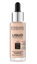 Eveline Cosmetics Liquid Control HD Matujący podkład z niacynamidem do twarzy - 002 Soft Porcelain 30ml