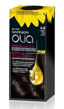 GARNIER OLIA Farba do włosów - 4.0 CIEMNY BRĄZ (2x50g, 12ml)