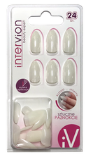 INTER VION Sztuczne paznokcie - stiletto, mleczne 24 sztuki