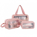Ecarla Washbag Zestaw trzech kosmetyczek podróżnych - różowe