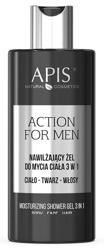 APIS Action for Men Nawilżajacy żel do mycia ciała 3w1 300ml