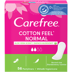 Carefree Cotton Feel Normal Wkładki higieniczne - zapach aloesowy 56 sztuk