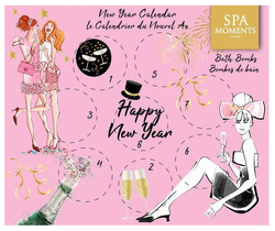 Estetica SPA MOMENTS Happy New Year kalendarz sylwestrowy kule musujące o zapachu pink prosecco 8x50g