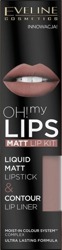 Eveline Cosmetics Oh!my Lips Matt Kit Zestaw Płynna pomadka+Kredka 02 Milky Chocolate