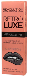 Makeup Revolution Retro Luxe Metallic Lip Kit Zestaw do ust Pomadka+Konturówka SOVEREIGN