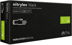 Mercator Nitrylex Black Rękawiczki nitrylowe bezpudrowe czarne - rozm. S 100szt